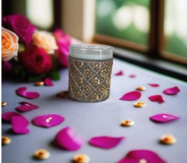 Individual Embroidered Votive Candle