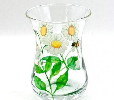 Daisy and bee hand painted posey vase