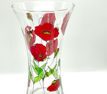 Poppy hand painted vase