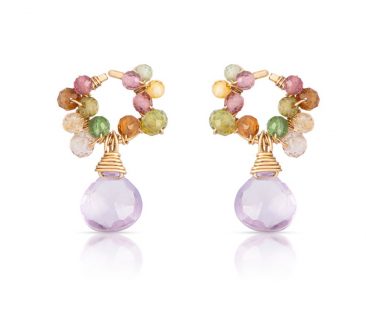 English Garden Tourmaline Pink Amethyst Drop Earrings