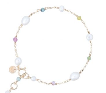 Dainty Tourmaline and Freshwater Pearl Bracelet