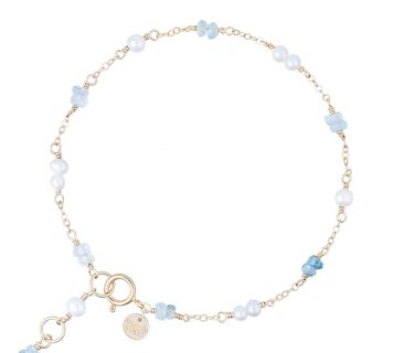 Dainty Aquamarine and Pearl Bracelet