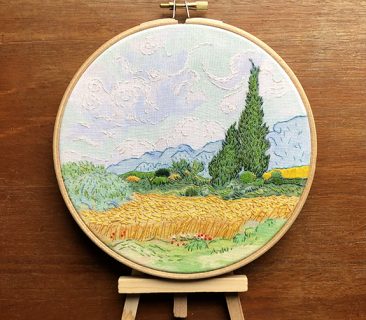 'A Wheatfield, with Cypresses' Embroidery Kit (by Vincent Van Gogh)