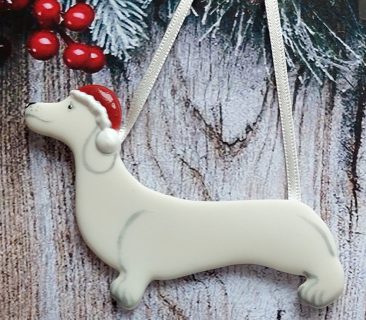 Dachshund with Santa Hat