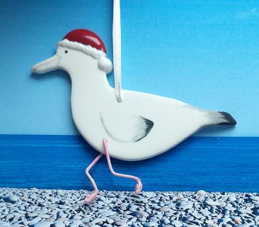 Seagull with Santa Hat